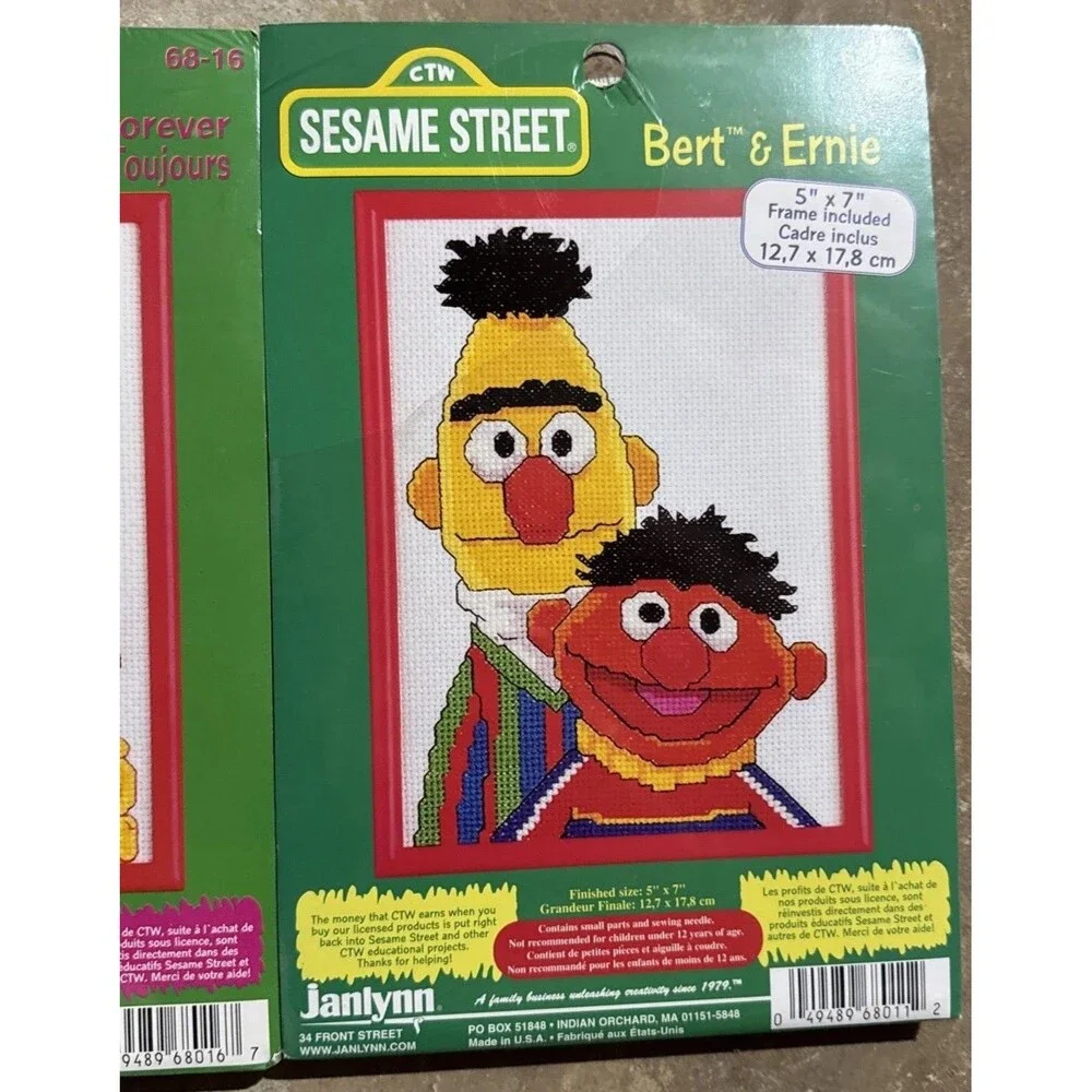 Sesame Street Bert Ernie Big Bird Counted Cross Stitch 5x7 Jaylynn #68-11 68-16